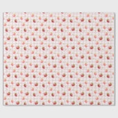 Papier Cadeau Aquarelle Fraise Plaid Motif rose (Plat)