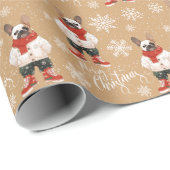 Papier Cadeau Aquarelle French Buldog Frenchie Christmas Dog (Coin rond)