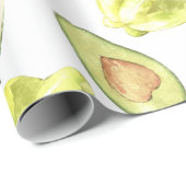 Papier Cadeau Aquarelle Fruits exotiques comestibles Monogramme  (Coin rond)