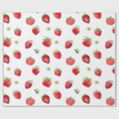 Papier Cadeau Aquarelle Fruits fraises et fleurs fraises (Plat)