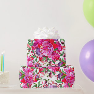 Papier Cadeau Aquarelle Fuchsia Blooms