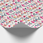 Papier Cadeau Aquarelle Fuchsia Motif floral (Coin)