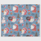 Papier Cadeau Aquarelle Fun Père Noël (Plat)