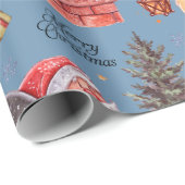 Papier Cadeau Aquarelle Fun Père Noël (Coin rond)