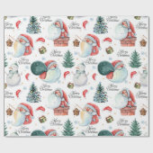 Papier Cadeau Aquarelle Fun Père Noël (Plat)