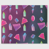 Papier Cadeau Aquarelle Gemmes Colorés de Galaxie (Plat)