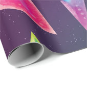 Papier Cadeau Aquarelle Gemmes Colorés de Galaxie (Coin rond)