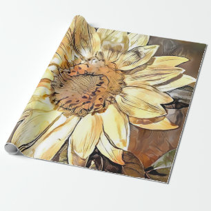 Papier Cadeau Aquarelle Glossy Sunflower Elegance Collection