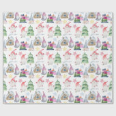 Papier Cadeau Aquarelle gnomes de Noël (Plat)