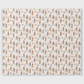 Papier Cadeau Aquarelle Golden Retriever Chiens de Noël (Plat)