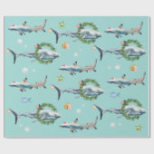 Papier Cadeau Aquarelle Grand requin blanc Reef Noël (Plat)