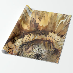 Papier Cadeau Aquarelle Grand Tournesol Collection élégante