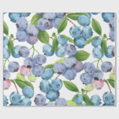 Papier Cadeau Aquarelle Grandes Fruits bleuets (Plat)