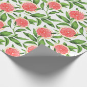 Papier Cadeau Aquarelle Grapefruits et Motif de verdure (Coin)