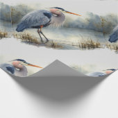 Papier Cadeau Aquarelle Great Blue Heron Bird Nature (Coin)
