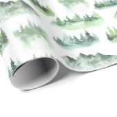 Papier Cadeau Aquarelle Green Trees Motif forestier (Coin rond)