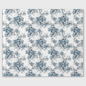 Papier Cadeau Aquarelle Gris et Bleu Floral Modèle vacances (Plat)