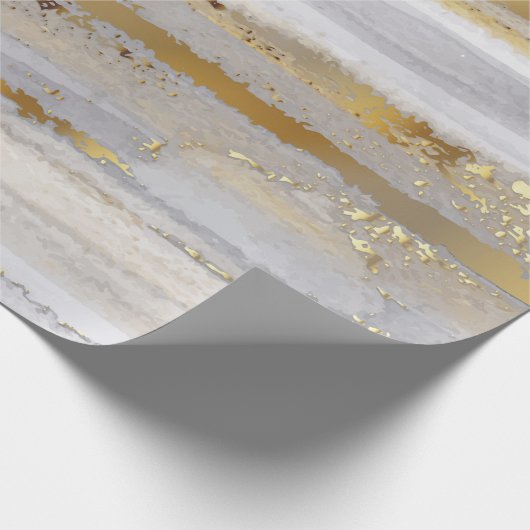Papier Cadeau Aquarelle gris et texture or de luxe (Coin)