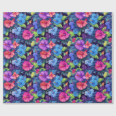 Papier Cadeau Aquarelle Hibiscus (Dark IV) Papier à envelopper (Plat)