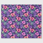 Papier Cadeau Aquarelle Hibiscus (foncé I) Papier à envelopper (Plat)