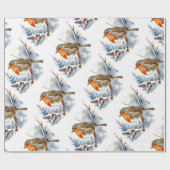 Papier Cadeau Aquarelle hiver anglais Robin Bird Nature (Plat)