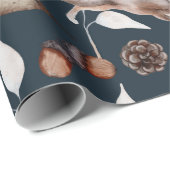 Papier Cadeau Aquarelle Hiver Lièvre (Coin rond)