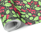 Papier Cadeau Aquarelle Holly et Berries (Coin rond)