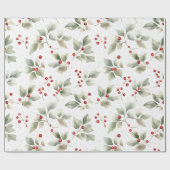 Papier Cadeau Aquarelle Holly et Berries (Plat)