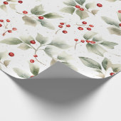 Papier Cadeau Aquarelle Holly et Berries (Coin)