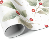 Papier Cadeau Aquarelle Holly et Berries (Coin rond)