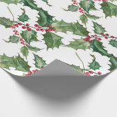 Papier Cadeau Aquarelle Holly et Berries rouges (Coin)