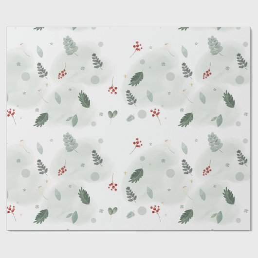Papier Cadeau Aquarelle Holly Feuille Motif Noël Plan d'art (Plat)