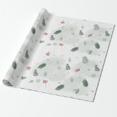 Papier Cadeau Aquarelle Holly Feuille Motif Noël Plan d'art (Déroulé)