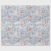 Papier Cadeau Aquarelle Holly Feuilles Joyeux Noël (Plat)