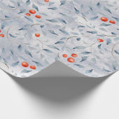 Papier Cadeau Aquarelle Holly Feuilles Joyeux Noël (Coin)