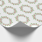 Papier Cadeau Aquarelle Holly Wreath Motif (Coin)