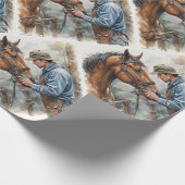 Papier Cadeau Aquarelle Horse Farrier Shoe (Coin)