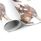 Papier Cadeau Aquarelle Howling Coyote Pack Animal Nature (Coin rond)