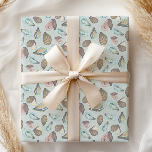 Papier Cadeau Aquarelle Huitre Mer Côtière 