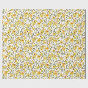 Papier Cadeau Aquarelle Jardin Floral de Jonquilles Printemps