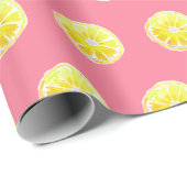 Papier Cadeau Aquarelle jaune citron avec Arrière - plan rose (Coin rond)