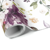 Papier Cadeau Aquarelle jaune foncé rouge violet blanc classique (Coin rond)