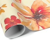 Papier Cadeau Aquarelle jaune orange florale (Coin rond)