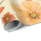 Papier Cadeau Aquarelle Jaune Orange Terracotta (Coin rond)