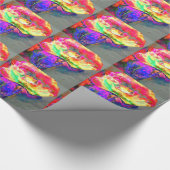 Papier Cadeau aquarelle jaune rose Abstraite peinture florale (Coin)