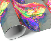 Papier Cadeau aquarelle jaune rose Abstraite peinture florale (Coin rond)