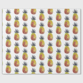 Papier Cadeau Aquarelle jaune rouge à ananas tropical (Plat)