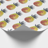 Papier Cadeau Aquarelle jaune rouge à ananas tropical (Coin)