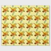 Papier Cadeau Aquarelle jonquille jaune art Fleur de printemps (Plat)