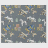 Papier Cadeau Aquarelle jouets vintages (Plat)